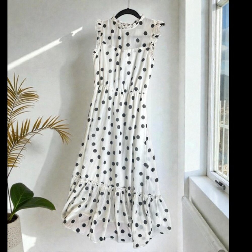NWT GIBSONLOOK Ivory with Black Dots Dress Beautiful Extra Small XS